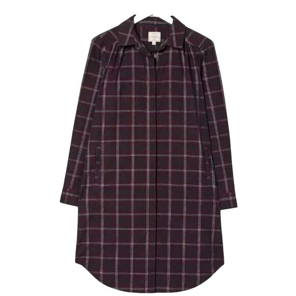 Fat Face Navy Burgundy Plaid Chester Check Corduroy Buttondown Collared Dress 18 - Picture 1 of 13